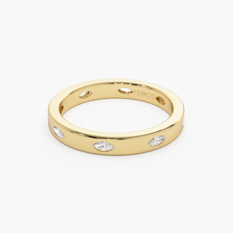 14k Marquise Shaped Full Eternity Flush Setting Diamond Band