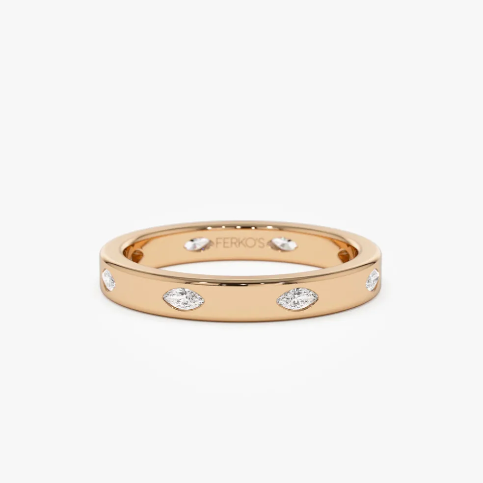 14k Marquise Shaped Full Eternity Flush Setting Diamond Band
