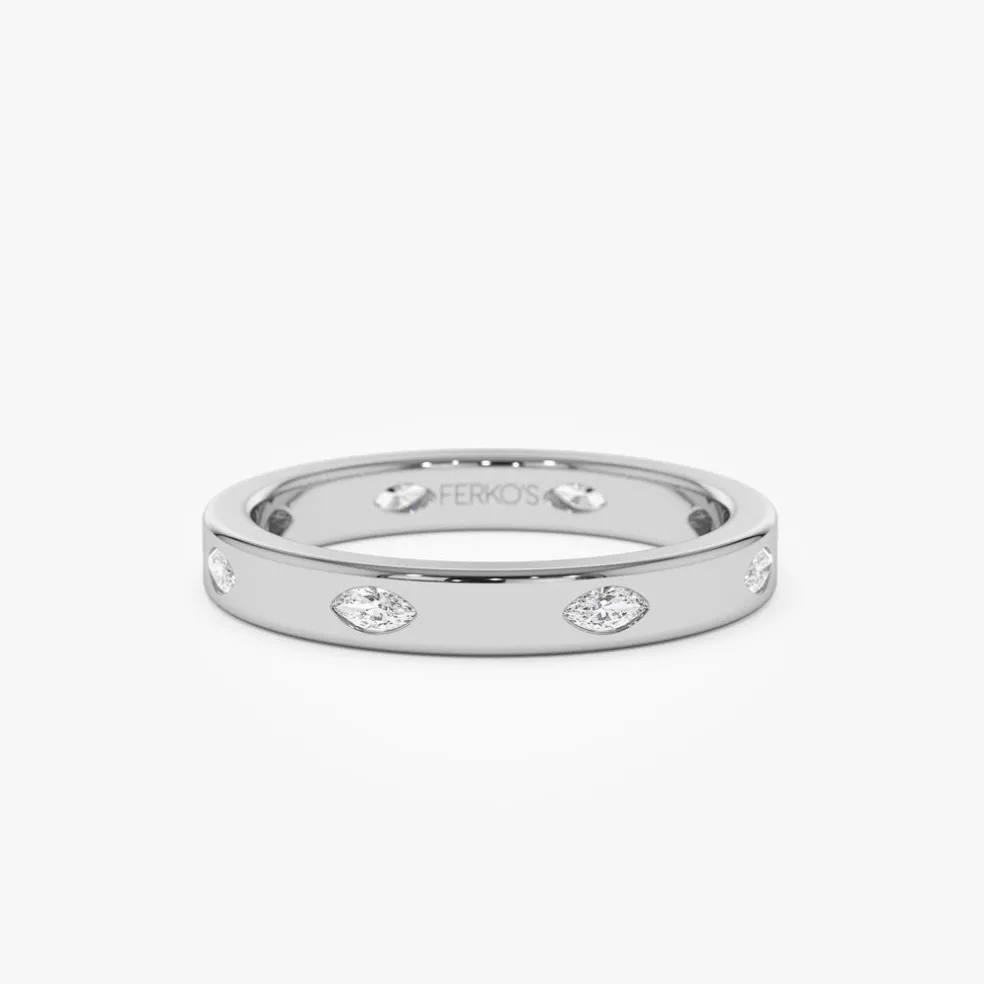 14k Marquise Shaped Full Eternity Flush Setting Diamond Band