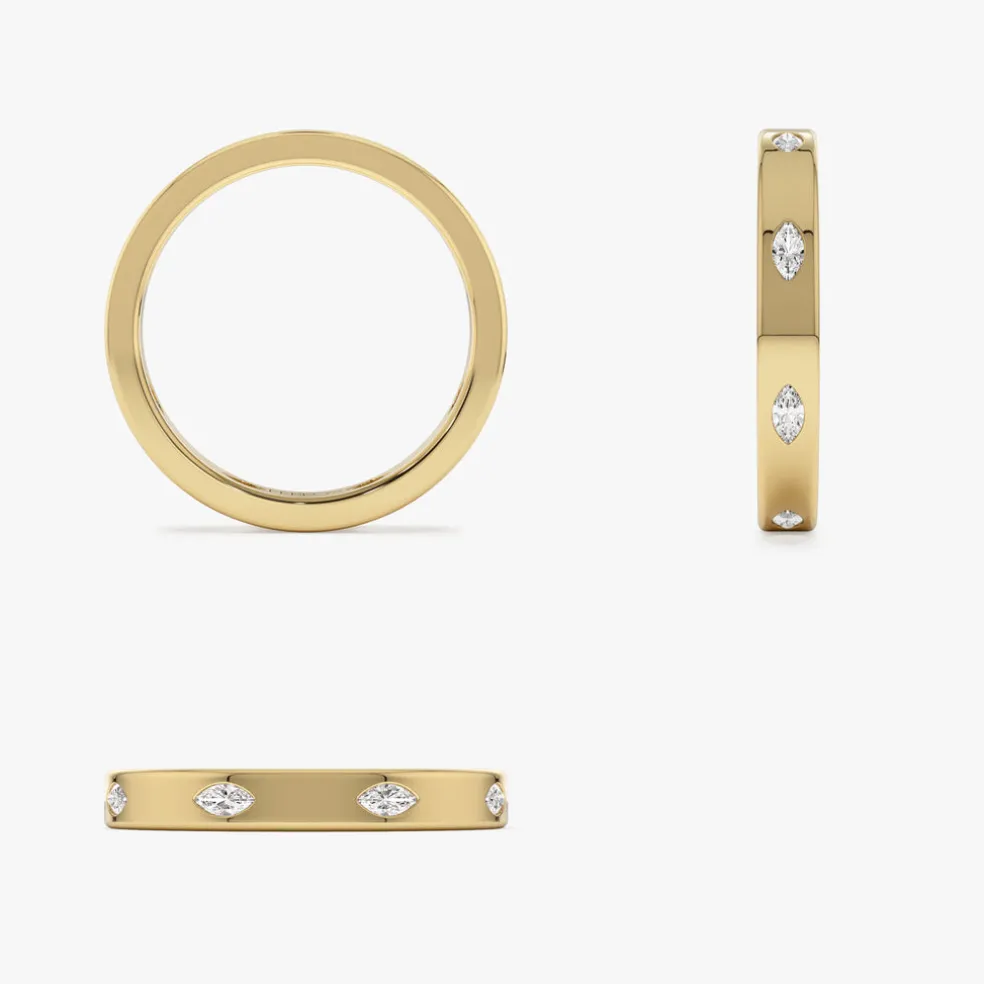 14k Marquise Shaped Full Eternity Flush Setting Diamond Band