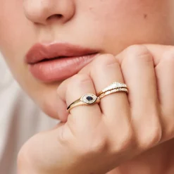 14k Marquise Shaped Sapphire and Baguette Diamond Ring