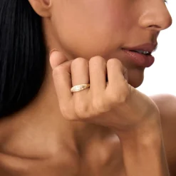 14k Matte Finish Celestial Diamond Ring