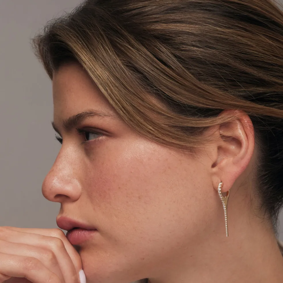 14k Medium Diamond Dagger Earrings