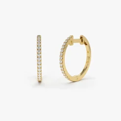 14k Medium Diamond Hoop Earrings