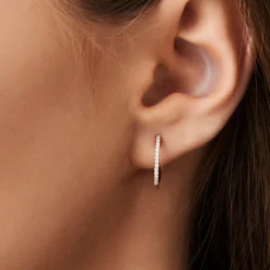 14k Medium Diamond Hoop Earrings