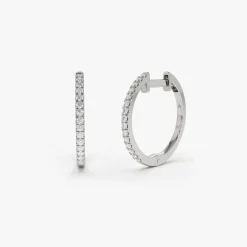14k Medium Diamond Hoop Earrings
