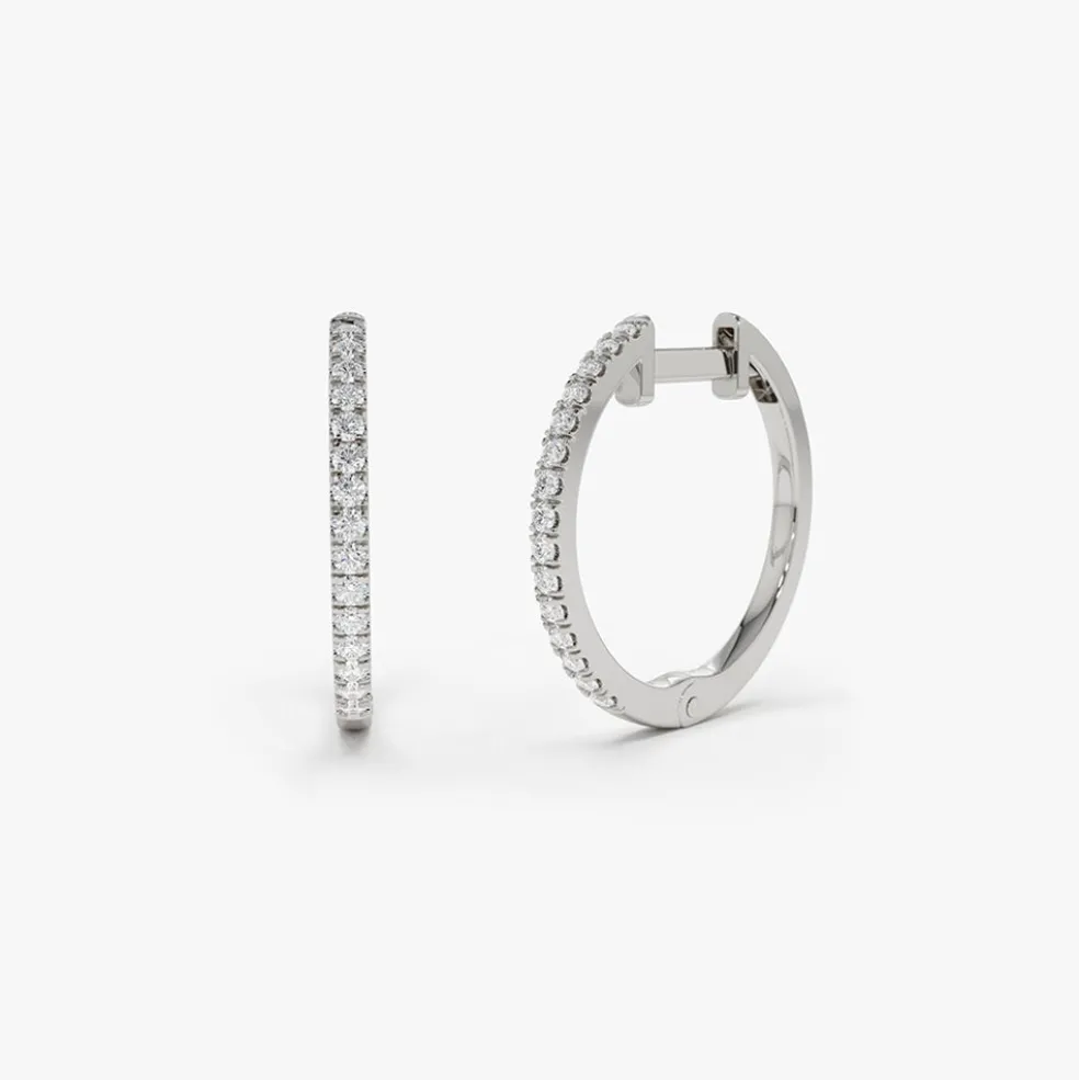 14k Medium Diamond Hoop Earrings