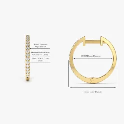 14k Medium Diamond Hoop Earrings