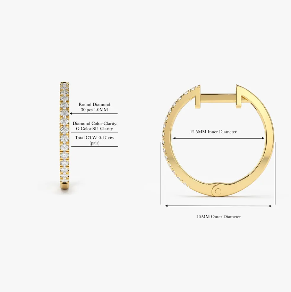 14k Medium Diamond Hoop Earrings