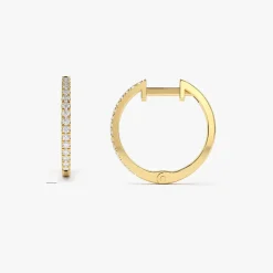 14k Medium Diamond Hoop Earrings
