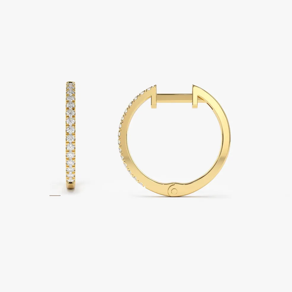 14k Medium Diamond Hoop Earrings