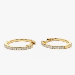 14k Medium Diamond Hoop Earrings