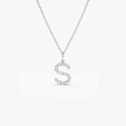 14k Medium Size Diamond Initial Necklace