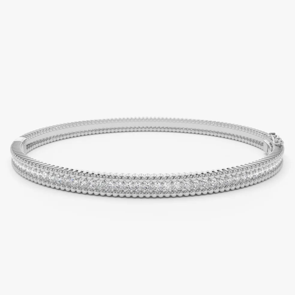 14k Milgrain Diamond Bangle Bracelet