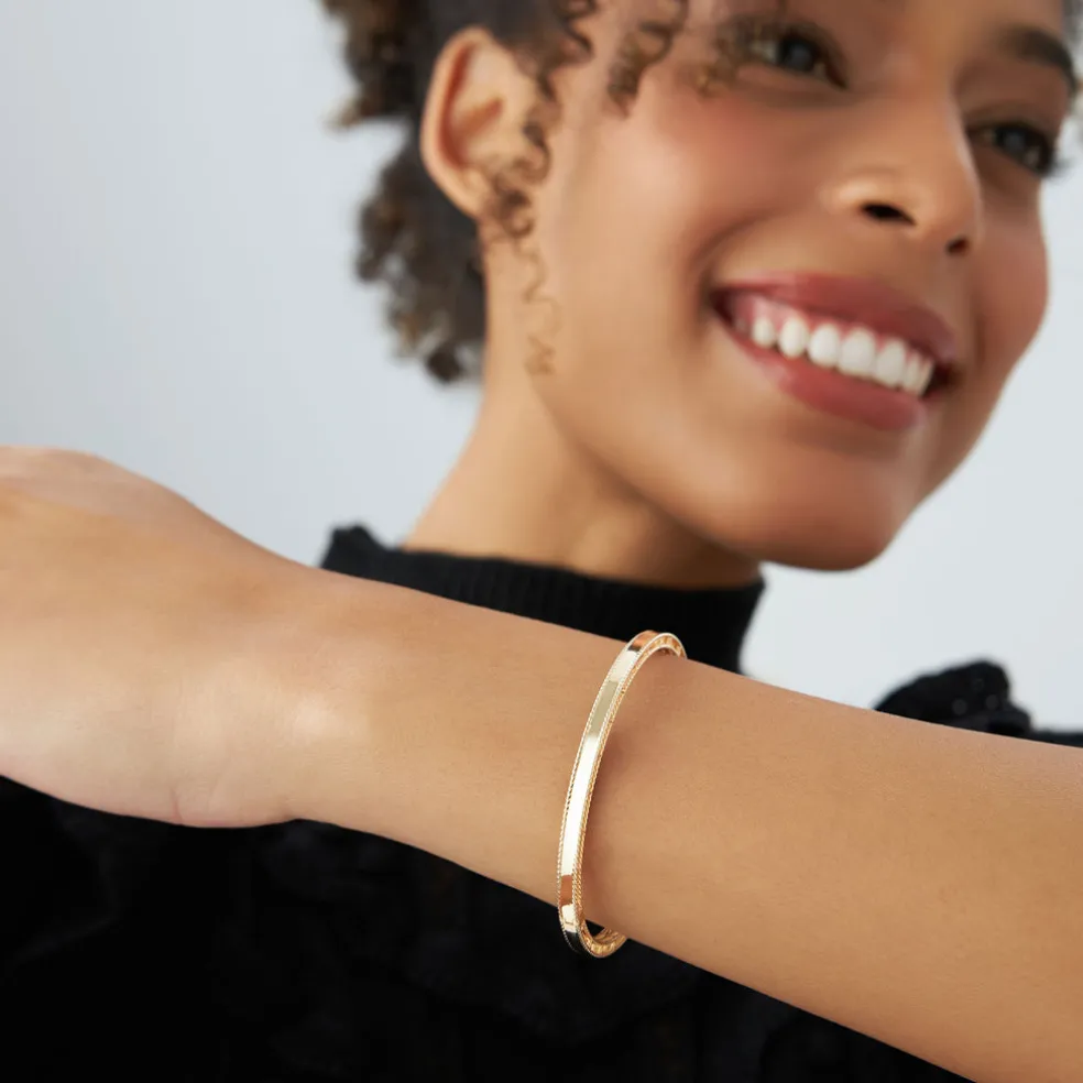 14K Milgrain Edge Gold Bangle Bracelet