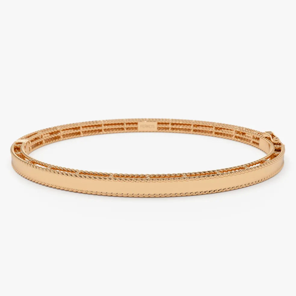 14K Milgrain Edge Gold Bangle Bracelet