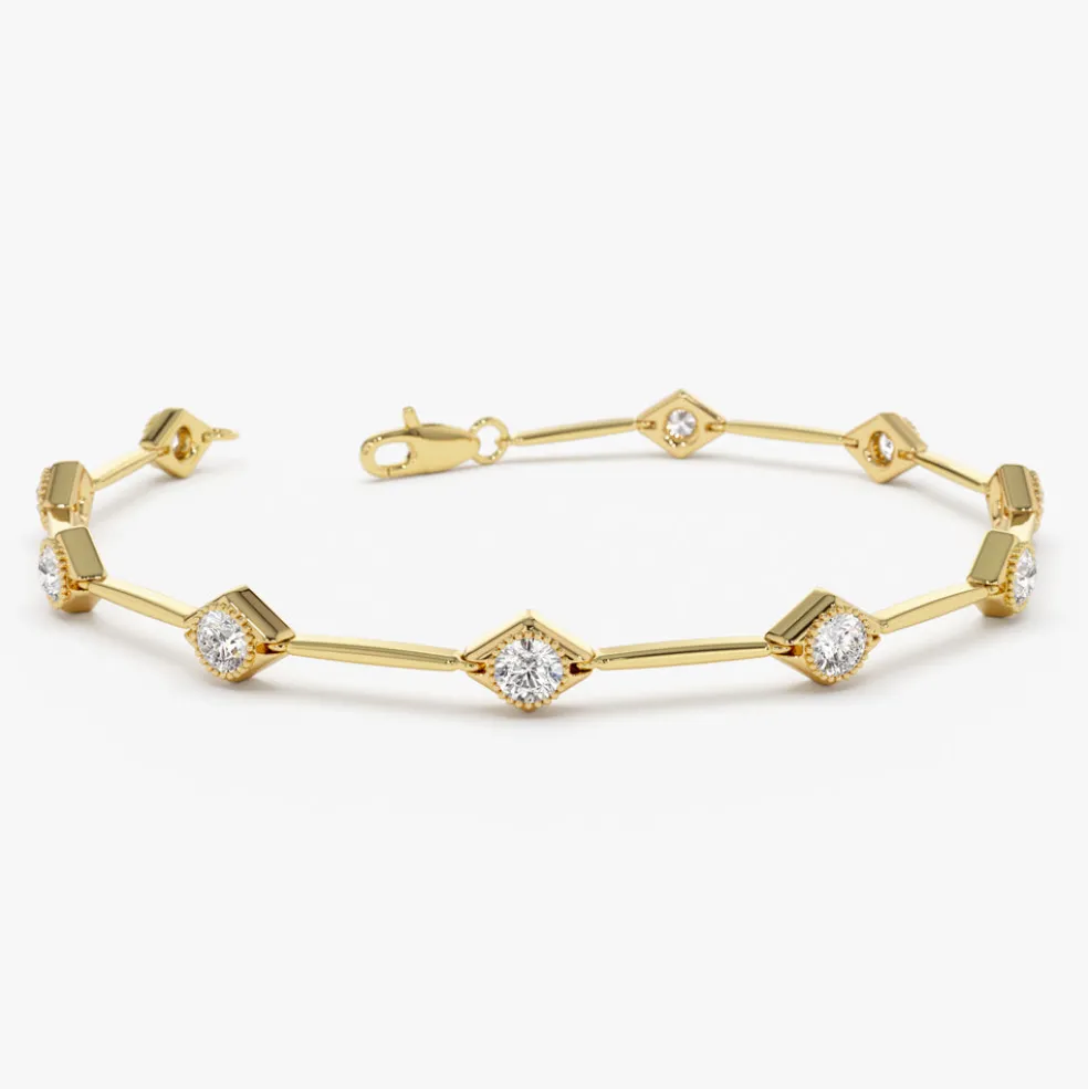 14k Milgrain Setting Diamond Infinity Bracelet 1.20 ctw