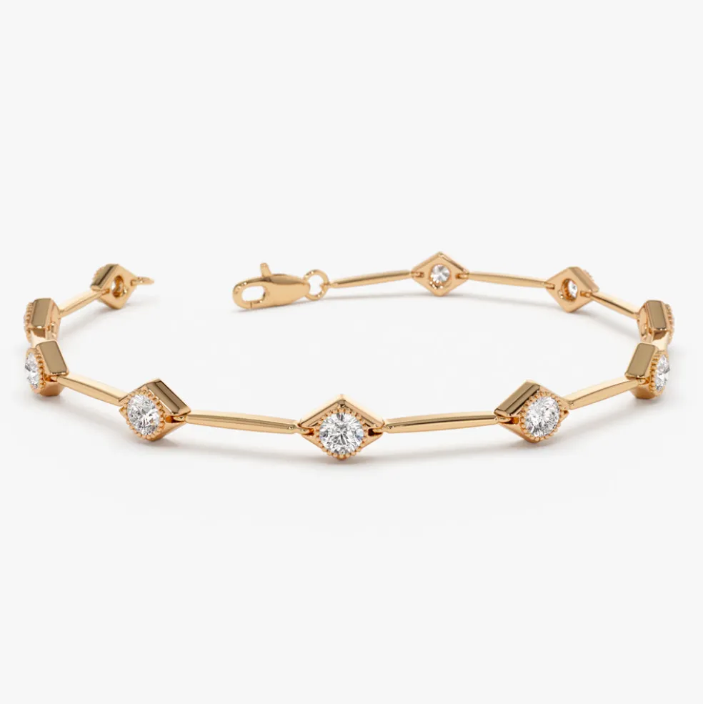 14k Milgrain Setting Diamond Infinity Bracelet 1.20 ctw