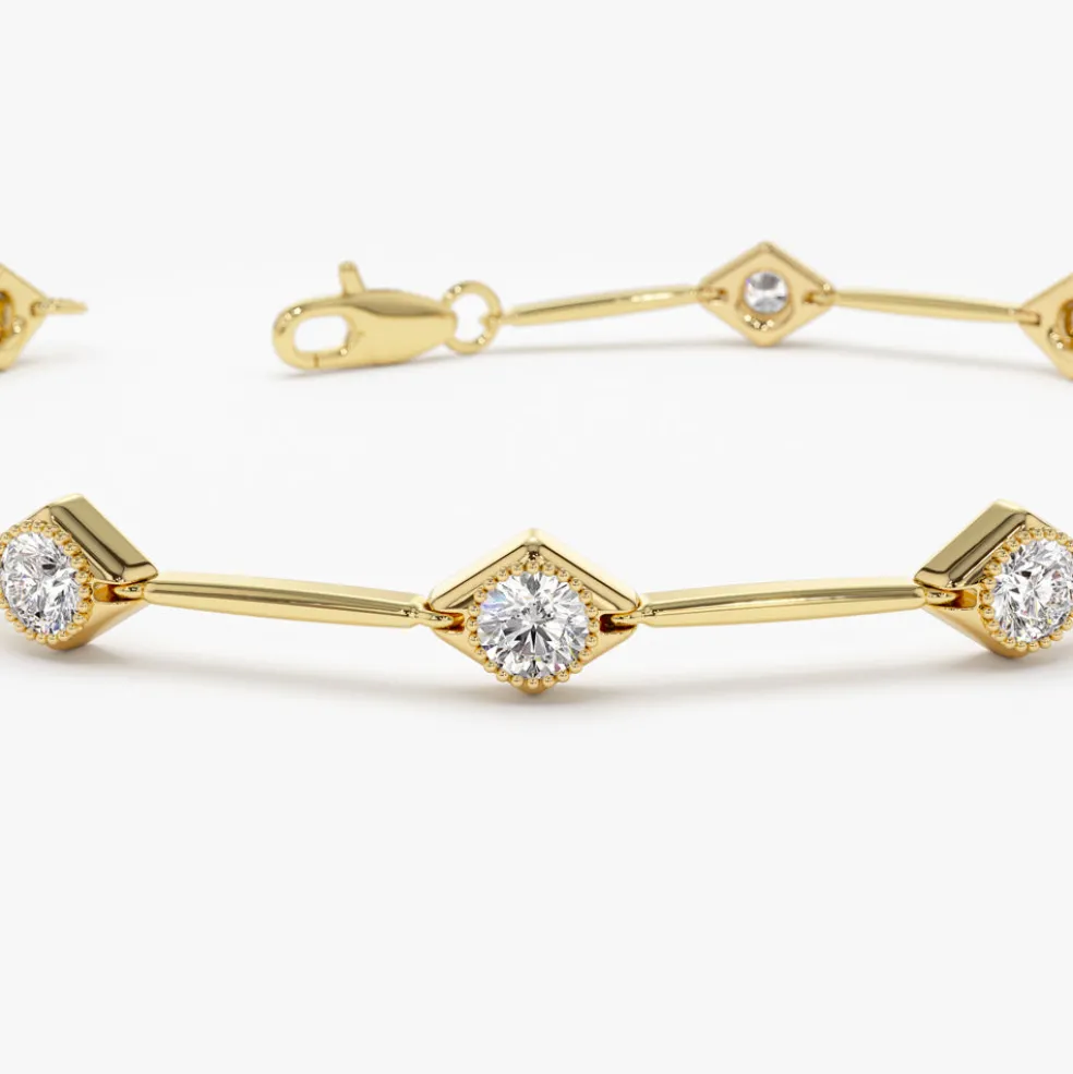 14k Milgrain Setting Diamond Infinity Bracelet 1.20 ctw