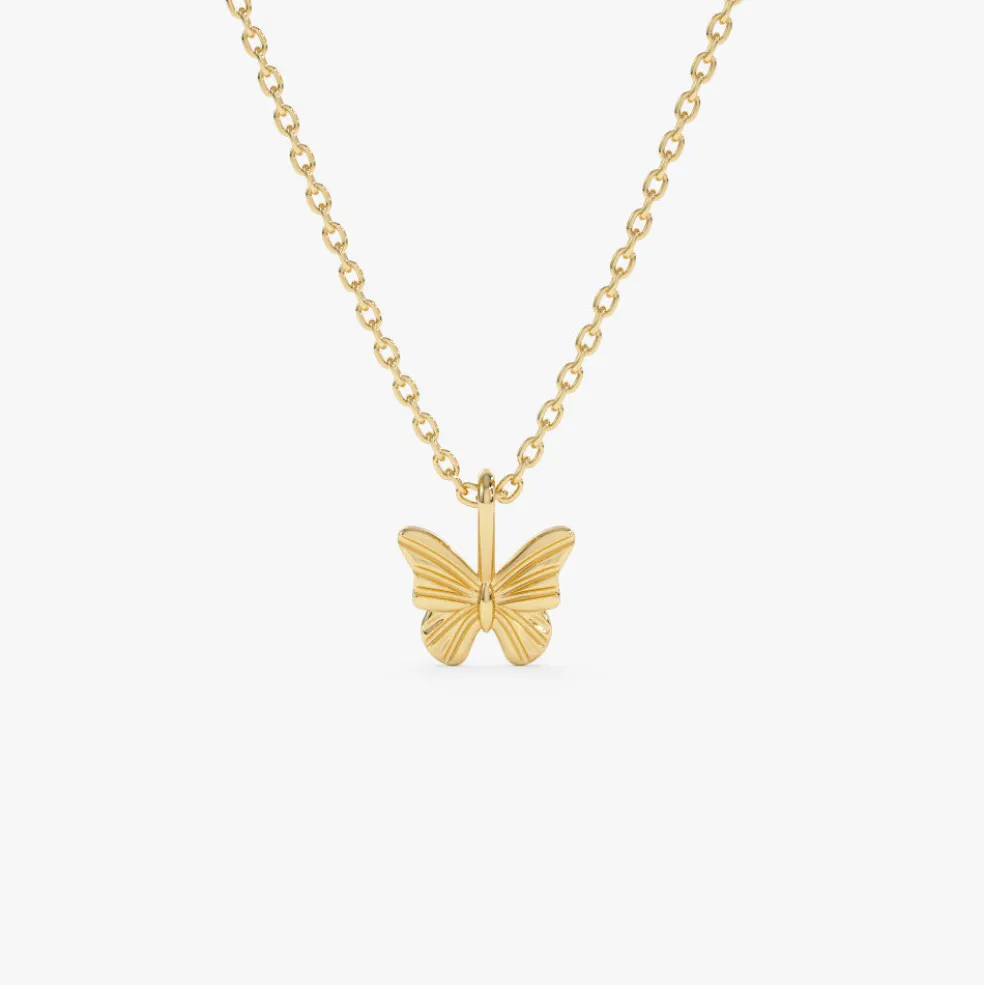 14k Mini Butterfly Charm Necklace