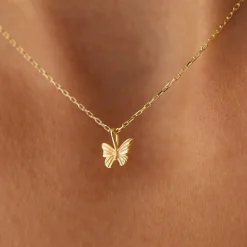 14k Mini Butterfly Charm Necklace