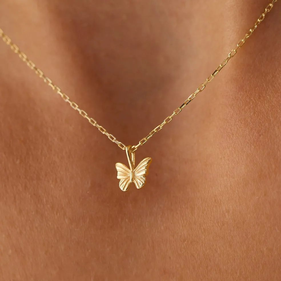 14k Mini Butterfly Charm Necklace