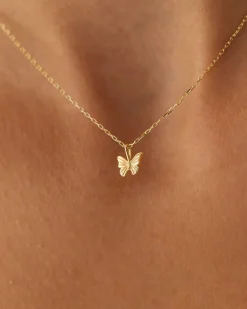 14k Mini Butterfly Charm Necklace