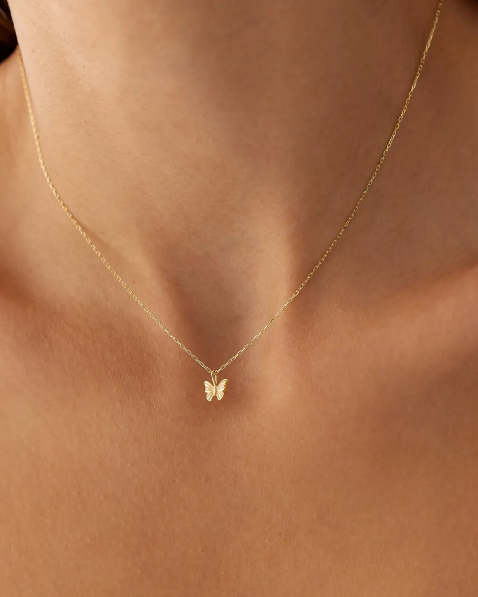 14k Mini Butterfly Charm Necklace