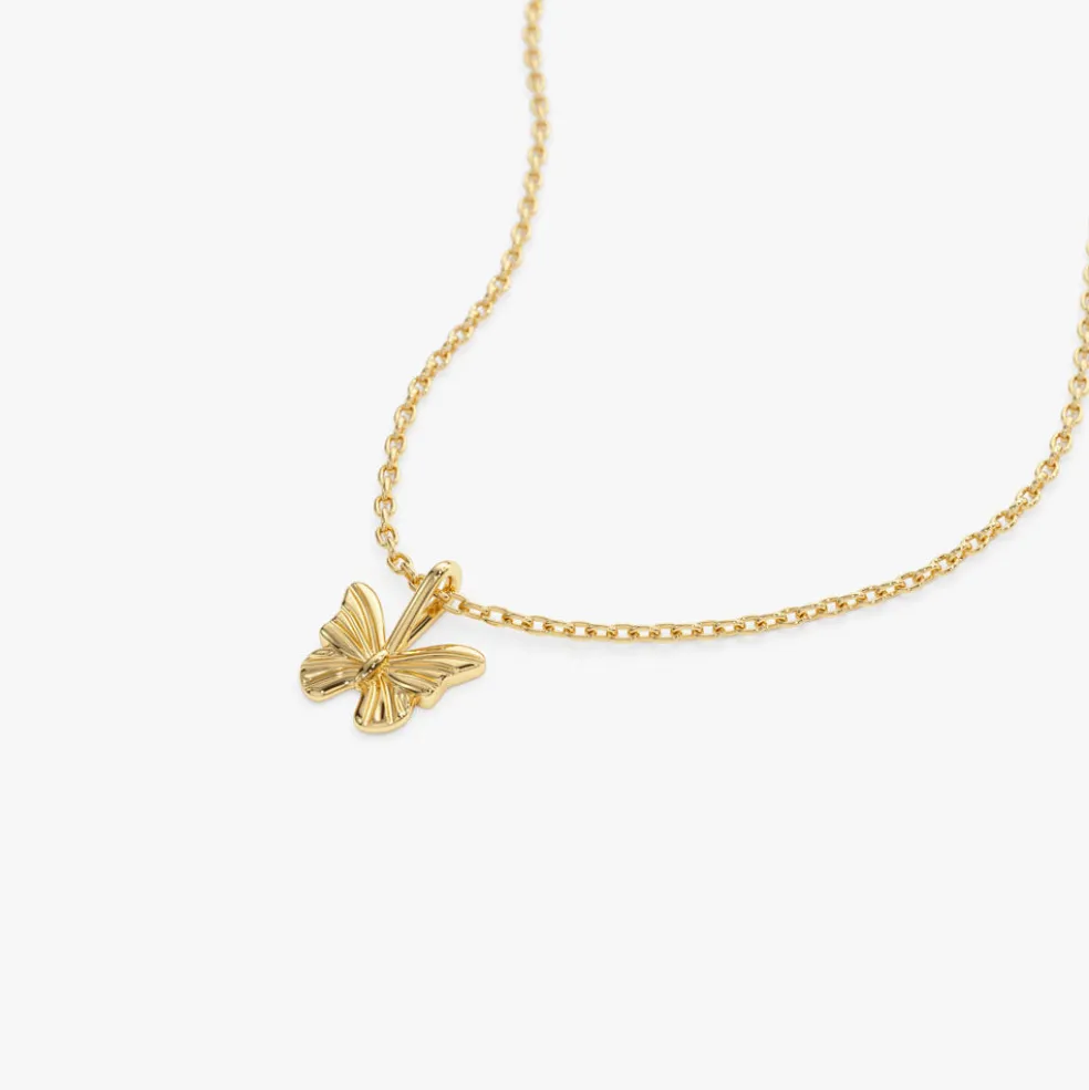 14k Mini Butterfly Charm Necklace
