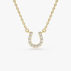 14K Mini Diamond Horseshoe Necklace