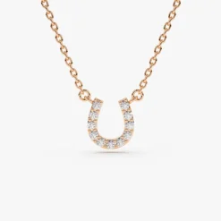 14K Mini Diamond Horseshoe Necklace