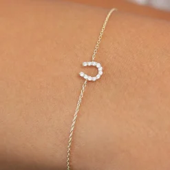 14k Mini Diamond Horseshoe Bracelet