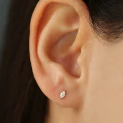 14k Mini Marquise Diamond Studs