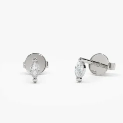 14k Mini Marquise Diamond Studs