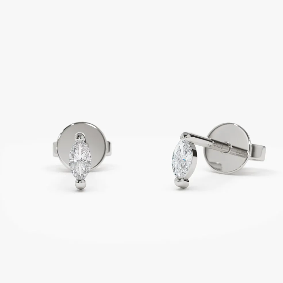 14k Mini Marquise Diamond Studs