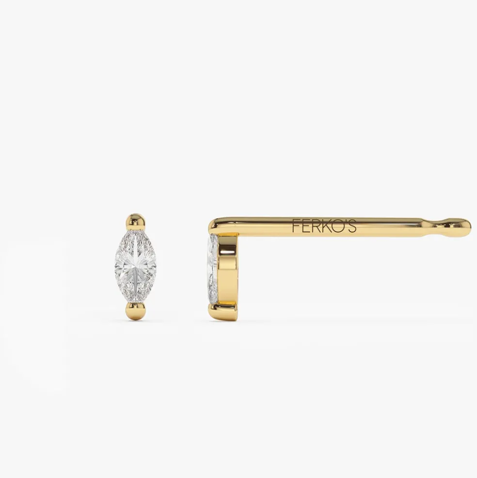14k Mini Marquise Diamond Studs