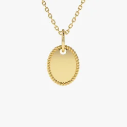 14k Mini Oval Initial Tag with Twist Rope