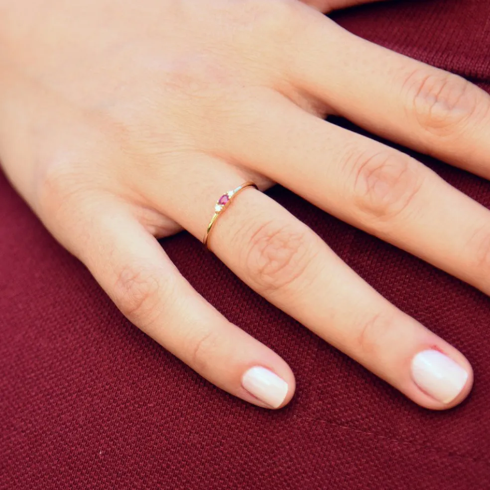 14K Mini Oval Ruby Ring with Diamonds