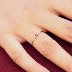14K Mini Oval Ruby Ring with Diamonds