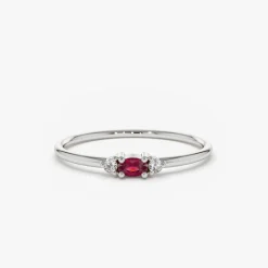 14K Mini Oval Ruby Ring with Diamonds