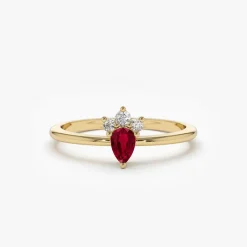 14k Mini Ruby and Diamond Ring