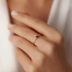 14k Mini Ruby and Diamond Ring