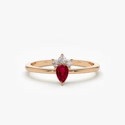 14k Mini Ruby and Diamond Ring