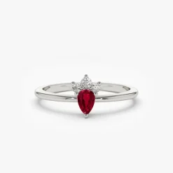 14k Mini Ruby and Diamond Ring