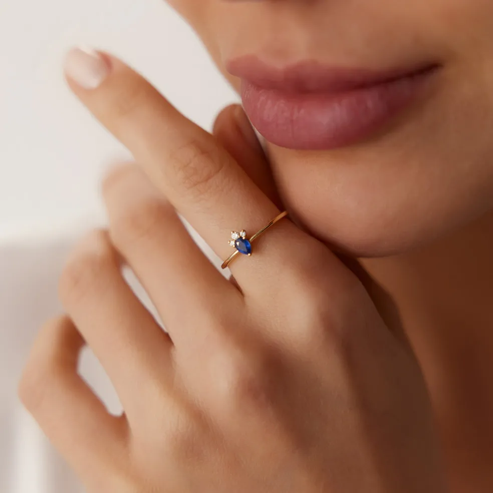 14k Mini Sapphire and Diamond Ring