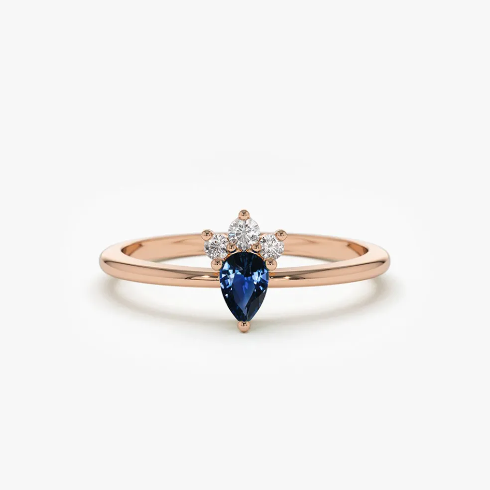 14k Mini Sapphire and Diamond Ring