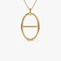14k Minimalist Oval Pendant Necklace