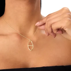 14k Minimalist Oval Pendant Necklace