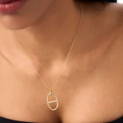 14k Minimalist Oval Pendant Necklace