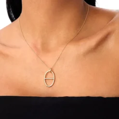 14k Minimalist Oval Pendant Necklace